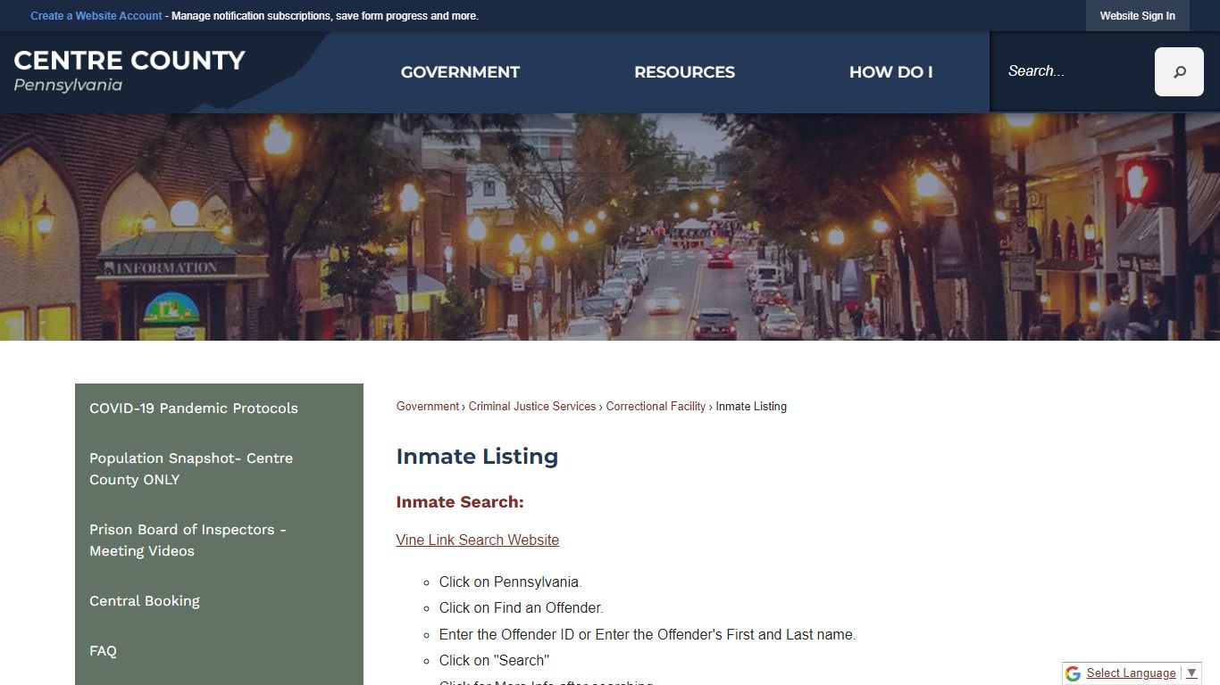 Inmate Listing | Centre County, PA - Official Website